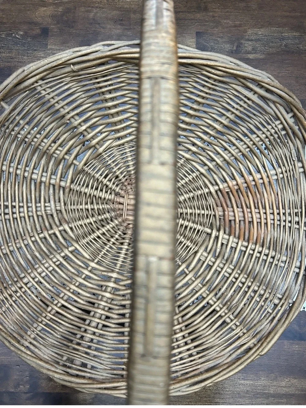 Vintage Handwoven Wicker Gathering Basket | Large Farmhouse French Country Boho